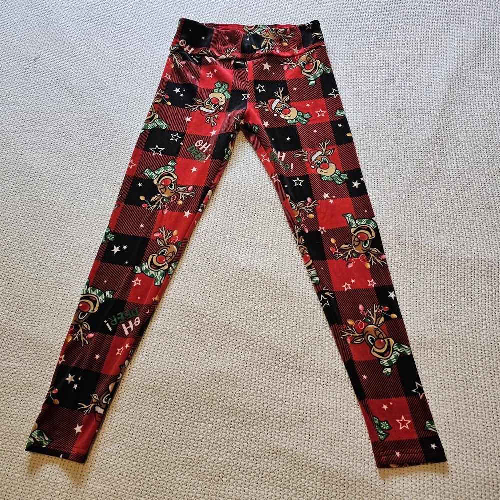 Women's Sleep Pajama Pants Size Large 12-14 Red Fleece Comfy Rudolph Christmas